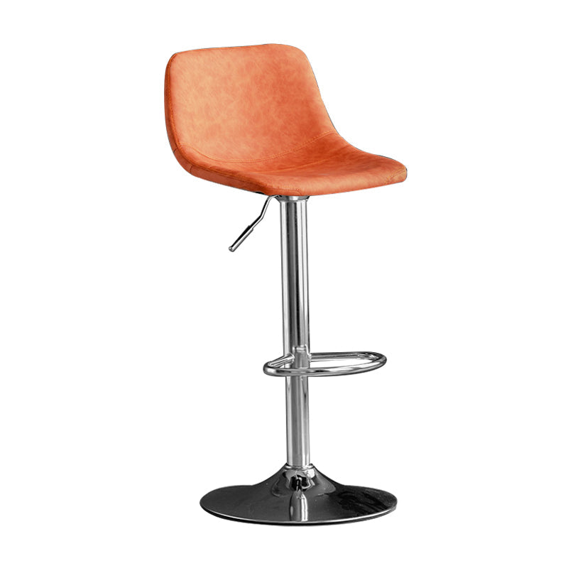 Rotation and Lifting Barstool Industrial Style Leather Seats Bar Stool for Bar Counter Orange Silver 1 Piece Clearhalo 'Bar Furniture' 'Bar Stools' 'bar_stools' 'furniture_bar_stools' 'Kitchen & Dining Furniture' 'kitchen&dining_furn' 'kitchen' 'kitchen_furn' Furniture' 4183108