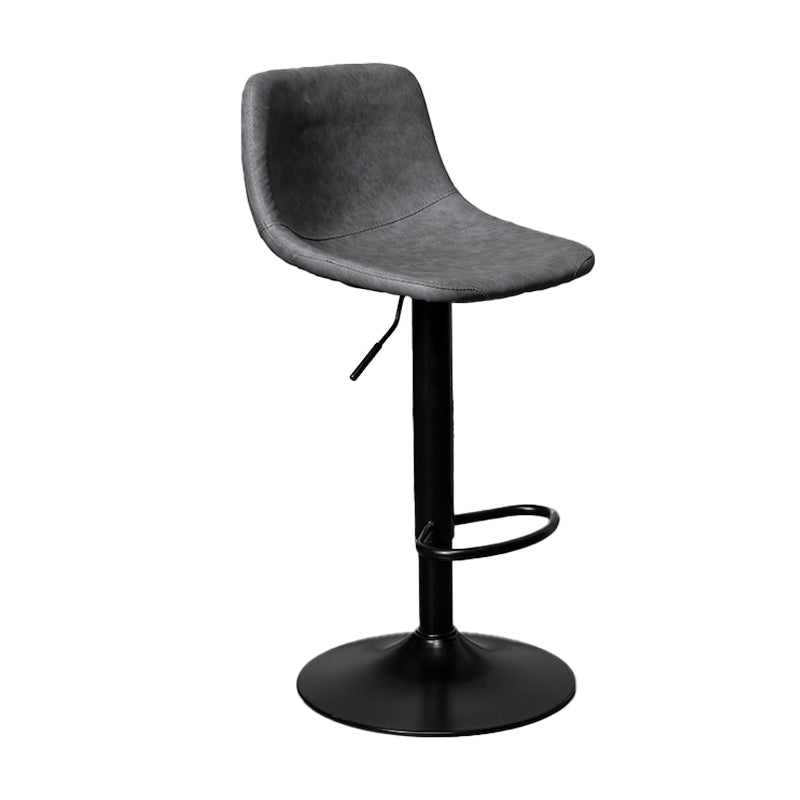 Rotation and Lifting Barstool Industrial Style Leather Seats Bar Stool for Bar Counter Grey Black 1 Piece Clearhalo 'Bar Furniture' 'Bar Stools' 'bar_stools' 'furniture_bar_stools' 'Kitchen & Dining Furniture' 'kitchen&dining_furn' 'kitchen' 'kitchen_furn' Furniture' 4183117