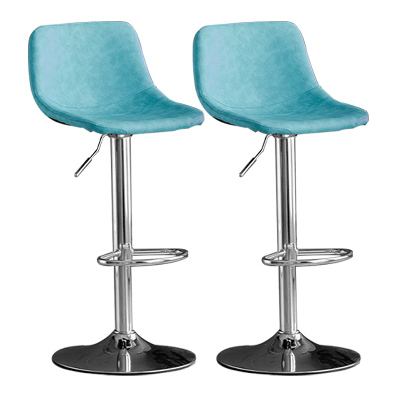 Rotation and Lifting Barstool Industrial Style Leather Seats Bar Stool for Bar Counter Blue Silver Set of 2 Clearhalo 'Bar Furniture' 'Bar Stools' 'bar_stools' 'furniture_bar_stools' 'Kitchen & Dining Furniture' 'kitchen&dining_furn' 'kitchen' 'kitchen_furn' Furniture' 4183121