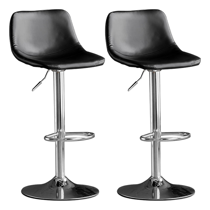 Rotation and Lifting Barstool Industrial Style Leather Seats Bar Stool for Bar Counter Black Silver Set of 2 Clearhalo 'Bar Furniture' 'Bar Stools' 'bar_stools' 'furniture_bar_stools' 'Kitchen & Dining Furniture' 'kitchen&dining_furn' 'kitchen' 'kitchen_furn' Furniture' 4183122