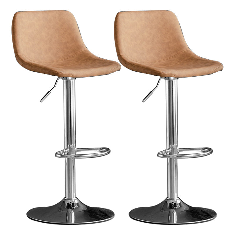 Rotation and Lifting Barstool Industrial Style Leather Seats Bar Stool for Bar Counter Brown Silver Set of 2 Clearhalo 'Bar Furniture' 'Bar Stools' 'bar_stools' 'furniture_bar_stools' 'Kitchen & Dining Furniture' 'kitchen&dining_furn' 'kitchen' 'kitchen_furn' Furniture' 4183123