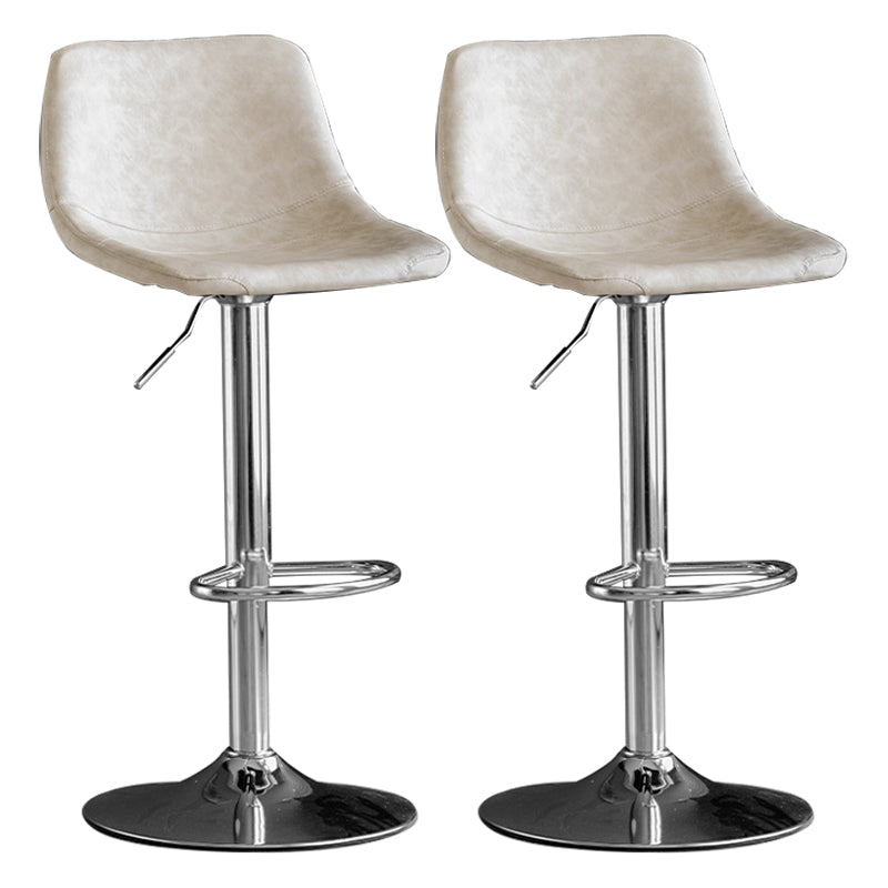 Rotation and Lifting Barstool Industrial Style Leather Seats Bar Stool for Bar Counter White Silver Set of 2 Clearhalo 'Bar Furniture' 'Bar Stools' 'bar_stools' 'furniture_bar_stools' 'Kitchen & Dining Furniture' 'kitchen&dining_furn' 'kitchen' 'kitchen_furn' Furniture' 4183124