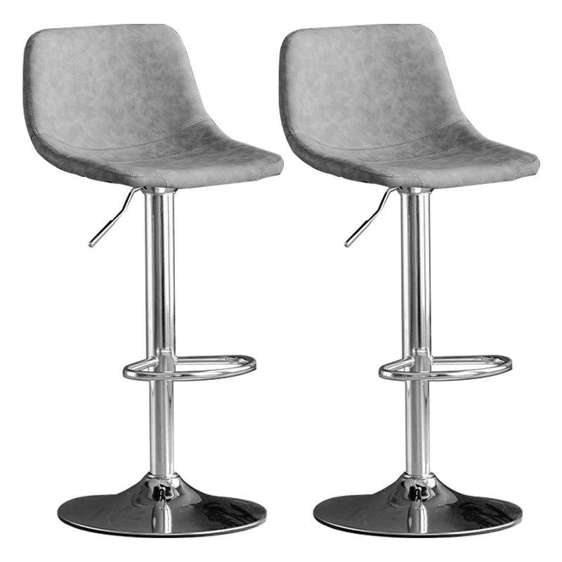 Rotation and Lifting Barstool Industrial Style Leather Seats Bar Stool for Bar Counter Grey Silver Set of 2 Clearhalo 'Bar Furniture' 'Bar Stools' 'bar_stools' 'furniture_bar_stools' 'Kitchen & Dining Furniture' 'kitchen&dining_furn' 'kitchen' 'kitchen_furn' Furniture' 4183125