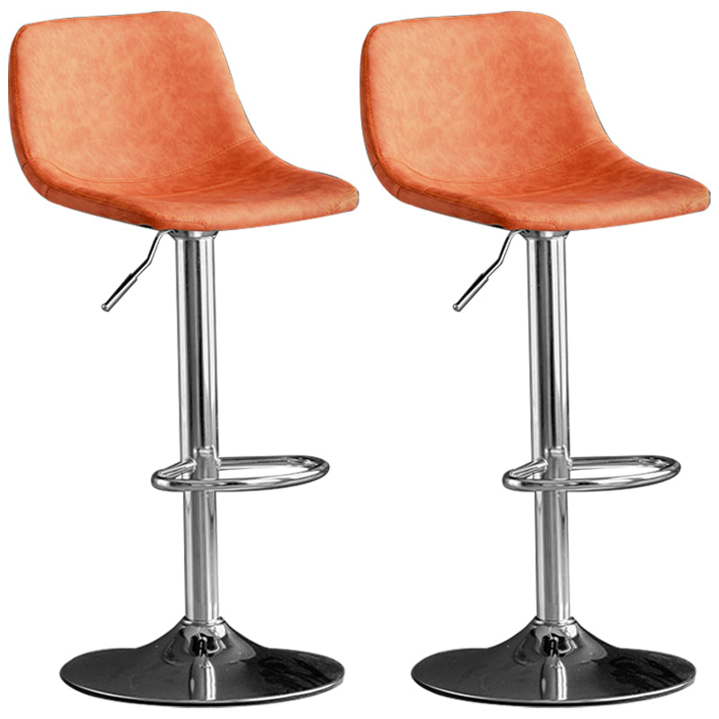 Rotation and Lifting Barstool Industrial Style Leather Seats Bar Stool for Bar Counter Orange Silver Set of 2 Clearhalo 'Bar Furniture' 'Bar Stools' 'bar_stools' 'furniture_bar_stools' 'Kitchen & Dining Furniture' 'kitchen&dining_furn' 'kitchen' 'kitchen_furn' Furniture' 4183126