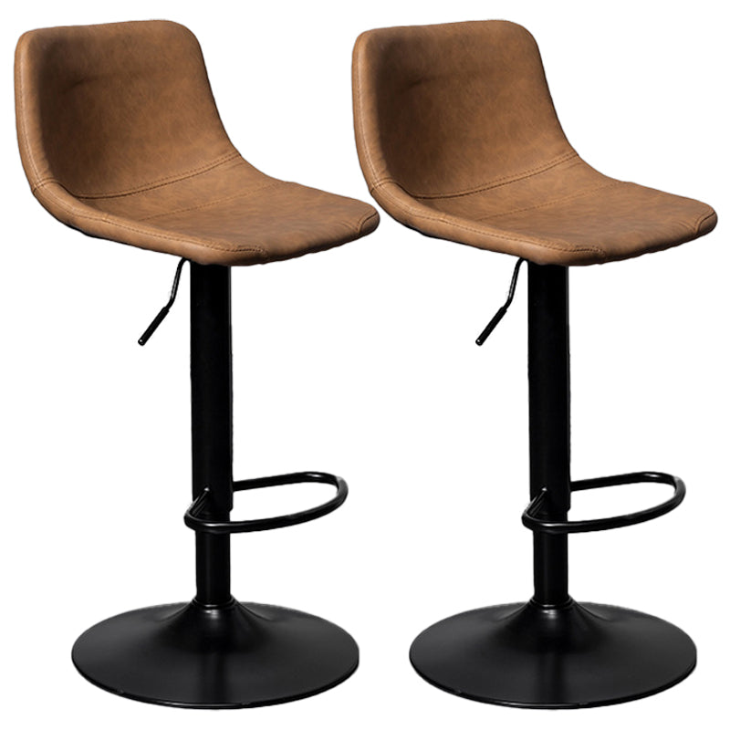 Rotation and Lifting Barstool Industrial Style Leather Seats Bar Stool for Bar Counter Brown Black Set of 2 Clearhalo 'Bar Furniture' 'Bar Stools' 'bar_stools' 'furniture_bar_stools' 'Kitchen & Dining Furniture' 'kitchen&dining_furn' 'kitchen' 'kitchen_furn' Furniture' 4183129