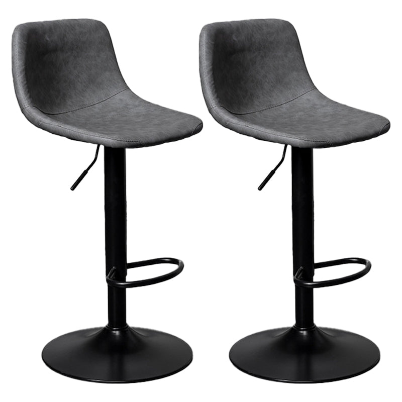 Rotation and Lifting Barstool Industrial Style Leather Seats Bar Stool for Bar Counter Grey Black Set of 2 Clearhalo 'Bar Furniture' 'Bar Stools' 'bar_stools' 'furniture_bar_stools' 'Kitchen & Dining Furniture' 'kitchen&dining_furn' 'kitchen' 'kitchen_furn' Furniture' 4183130