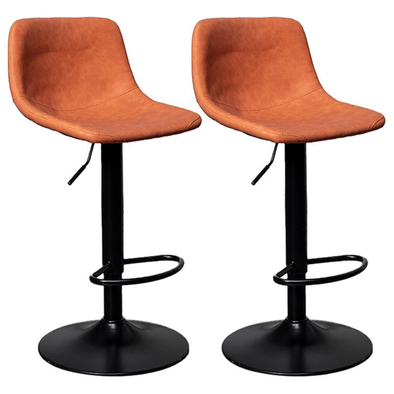 Rotation and Lifting Barstool Industrial Style Leather Seats Bar Stool for Bar Counter Orange Black Set of 2 Clearhalo 'Bar Furniture' 'Bar Stools' 'bar_stools' 'furniture_bar_stools' 'Kitchen & Dining Furniture' 'kitchen&dining_furn' 'kitchen' 'kitchen_furn' Furniture' 4183131