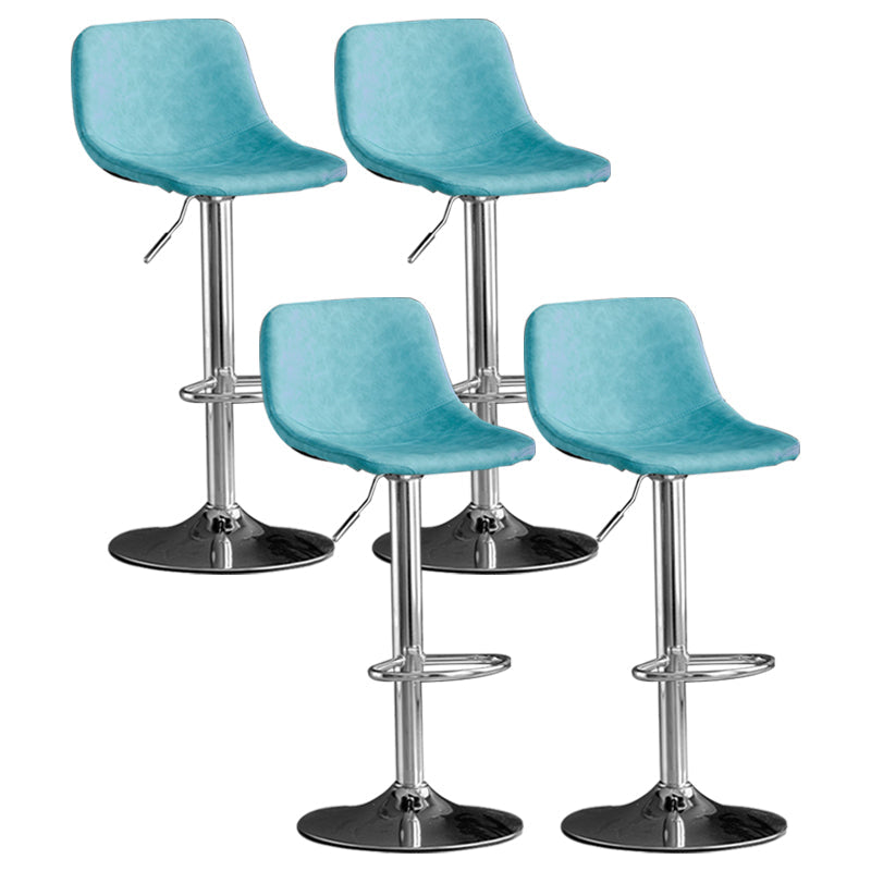 Rotation and Lifting Barstool Industrial Style Leather Seats Bar Stool for Bar Counter Blue Silver Set of 4 Clearhalo 'Bar Furniture' 'Bar Stools' 'bar_stools' 'furniture_bar_stools' 'Kitchen & Dining Furniture' 'kitchen&dining_furn' 'kitchen' 'kitchen_furn' Furniture' 4183133