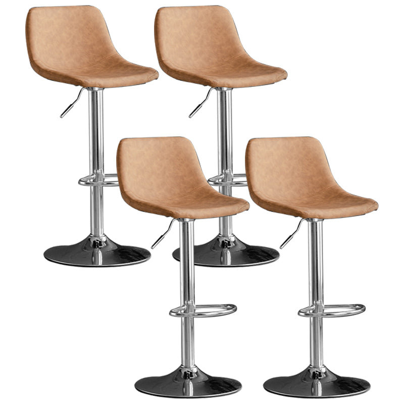 Rotation and Lifting Barstool Industrial Style Leather Seats Bar Stool for Bar Counter Brown Silver Set of 4 Clearhalo 'Bar Furniture' 'Bar Stools' 'bar_stools' 'furniture_bar_stools' 'Kitchen & Dining Furniture' 'kitchen&dining_furn' 'kitchen' 'kitchen_furn' Furniture' 4183135