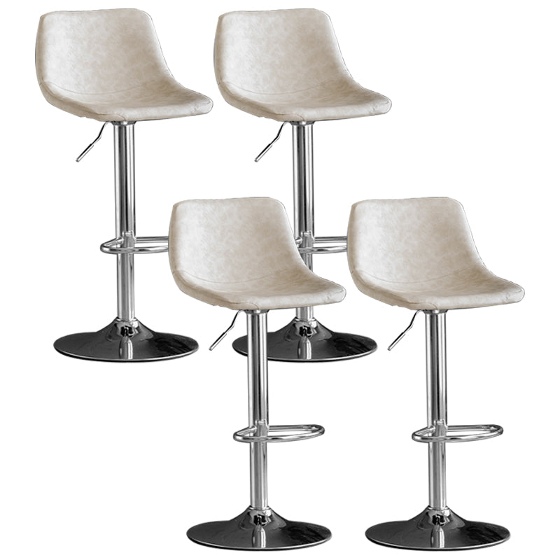 Rotation and Lifting Barstool Industrial Style Leather Seats Bar Stool for Bar Counter White Silver Set of 4 Clearhalo 'Bar Furniture' 'Bar Stools' 'bar_stools' 'furniture_bar_stools' 'Kitchen & Dining Furniture' 'kitchen&dining_furn' 'kitchen' 'kitchen_furn' Furniture' 4183136