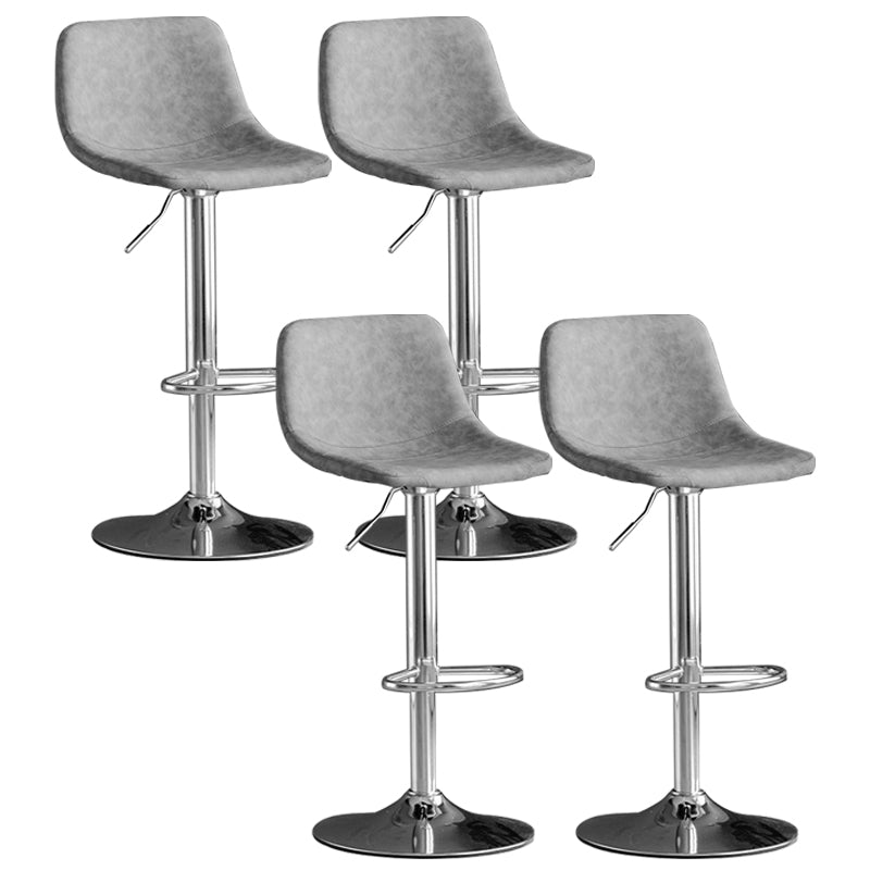 Rotation and Lifting Barstool Industrial Style Leather Seats Bar Stool for Bar Counter Grey Silver Set of 4 Clearhalo 'Bar Furniture' 'Bar Stools' 'bar_stools' 'furniture_bar_stools' 'Kitchen & Dining Furniture' 'kitchen&dining_furn' 'kitchen' 'kitchen_furn' Furniture' 4183137