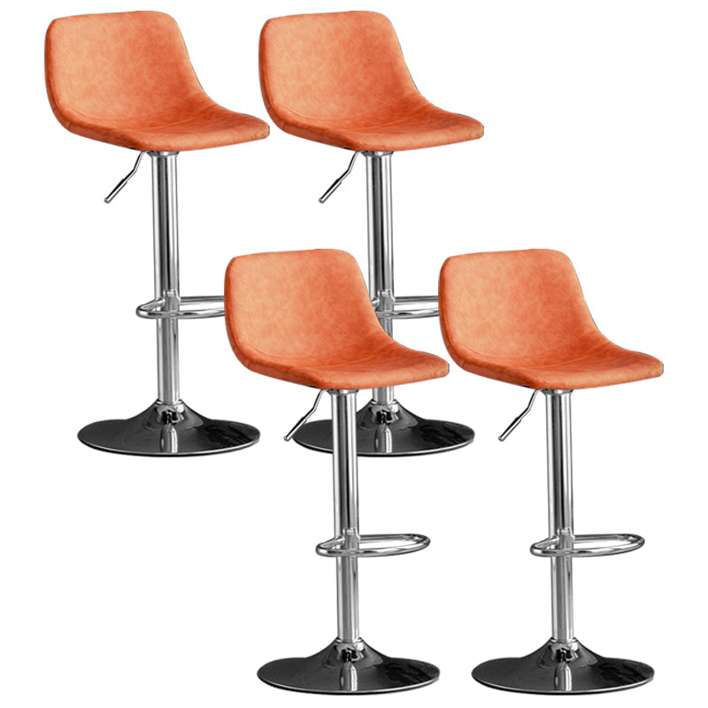 Rotation and Lifting Barstool Industrial Style Leather Seats Bar Stool for Bar Counter Orange Silver Set of 4 Clearhalo 'Bar Furniture' 'Bar Stools' 'bar_stools' 'furniture_bar_stools' 'Kitchen & Dining Furniture' 'kitchen&dining_furn' 'kitchen' 'kitchen_furn' Furniture' 4183138