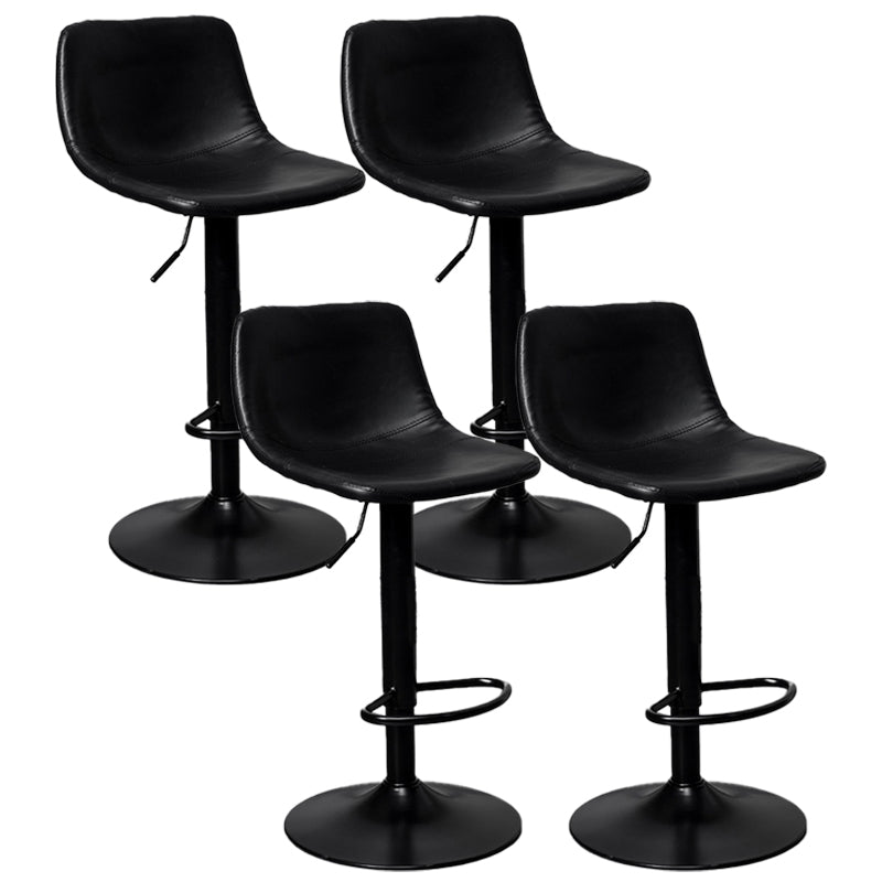 Rotation and Lifting Barstool Industrial Style Leather Seats Bar Stool for Bar Counter Black Black Set of 4 Clearhalo 'Bar Furniture' 'Bar Stools' 'bar_stools' 'furniture_bar_stools' 'Kitchen & Dining Furniture' 'kitchen&dining_furn' 'kitchen' 'kitchen_furn' Furniture' 4183139