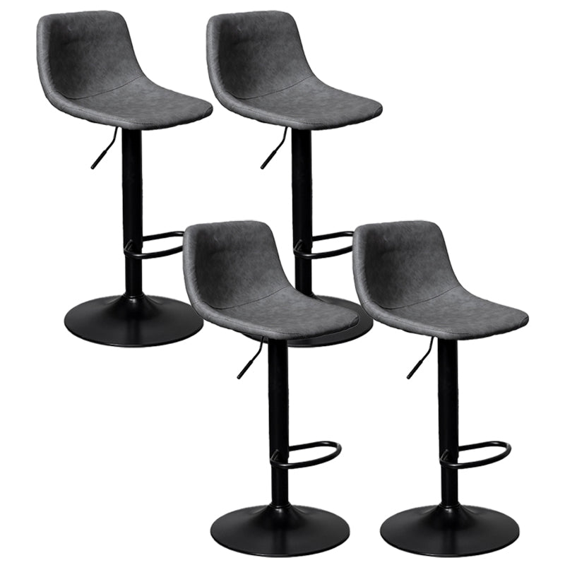 Rotation and Lifting Barstool Industrial Style Leather Seats Bar Stool for Bar Counter Grey Black Set of 4 Clearhalo 'Bar Furniture' 'Bar Stools' 'bar_stools' 'furniture_bar_stools' 'Kitchen & Dining Furniture' 'kitchen&dining_furn' 'kitchen' 'kitchen_furn' Furniture' 4183142