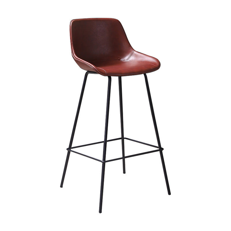 Industrial Leather Distressed Barstool Black Living Room Bar Stool with Bucket Seat Red 1 Piece Clearhalo 'Bar Furniture' 'Bar Stools' 'bar_stools' 'furniture_bar_stools' 'Kitchen & Dining Furniture' 'kitchen&dining_furn' 'kitchen' 'kitchen_furn' Furniture' 4183147