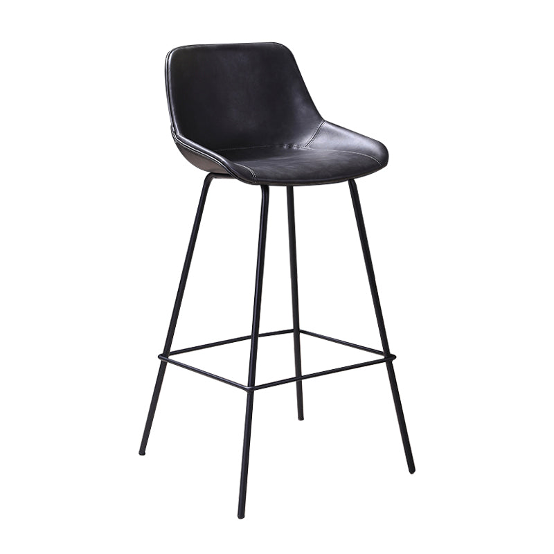 Industrial Leather Distressed Barstool Black Living Room Bar Stool with Bucket Seat Black 1 Piece Clearhalo 'Bar Furniture' 'Bar Stools' 'bar_stools' 'furniture_bar_stools' 'Kitchen & Dining Furniture' 'kitchen&dining_furn' 'kitchen' 'kitchen_furn' Furniture' 4183148