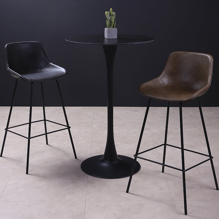 Industrial Leather Distressed Barstool Black Living Room Bar Stool with Bucket Seat Clearhalo 'Bar Furniture' 'Bar Stools' 'bar_stools' 'furniture_bar_stools' 'Kitchen & Dining Furniture' 'kitchen&dining_furn' 'kitchen' 'kitchen_furn' Furniture' 4183149