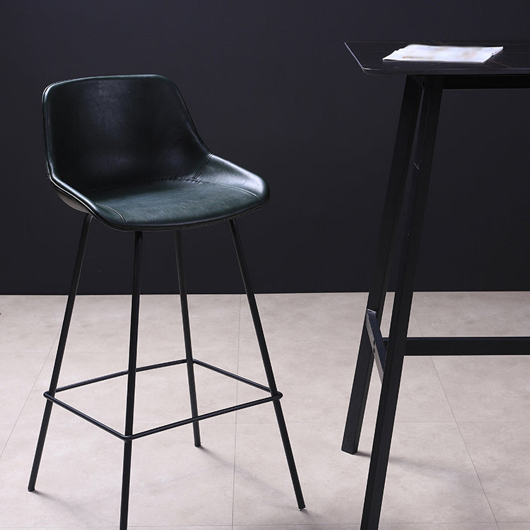 Industrial Leather Distressed Barstool Black Living Room Bar Stool with Bucket Seat Clearhalo 'Bar Furniture' 'Bar Stools' 'bar_stools' 'furniture_bar_stools' 'Kitchen & Dining Furniture' 'kitchen&dining_furn' 'kitchen' 'kitchen_furn' Furniture' 4183150