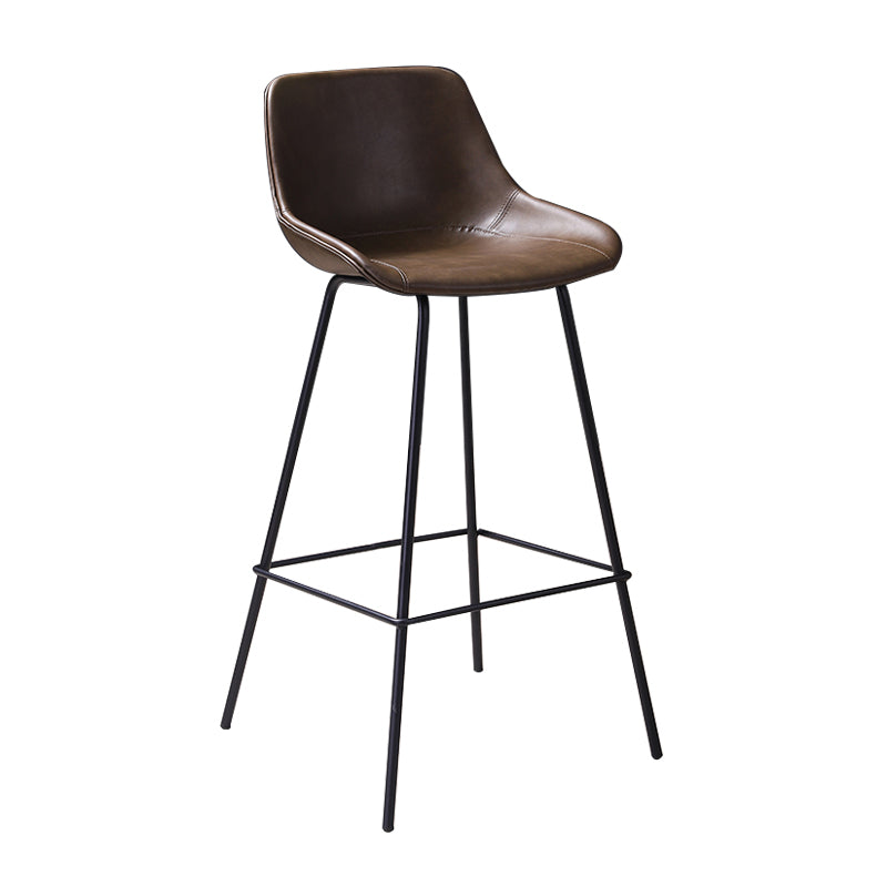 Industrial Leather Distressed Barstool Black Living Room Bar Stool with Bucket Seat Khaki 1 Piece Clearhalo 'Bar Furniture' 'Bar Stools' 'bar_stools' 'furniture_bar_stools' 'Kitchen & Dining Furniture' 'kitchen&dining_furn' 'kitchen' 'kitchen_furn' Furniture' 4183151