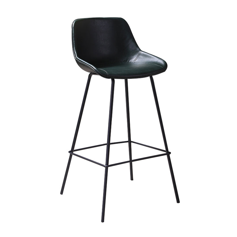 Industrial Leather Distressed Barstool Black Living Room Bar Stool with Bucket Seat Green 1 Piece Clearhalo 'Bar Furniture' 'Bar Stools' 'bar_stools' 'furniture_bar_stools' 'Kitchen & Dining Furniture' 'kitchen&dining_furn' 'kitchen' 'kitchen_furn' Furniture' 4183155