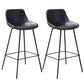 Industrial Leather Distressed Barstool Black Living Room Bar Stool with Bucket Seat Black Set of 2 Clearhalo 'Bar Furniture' 'Bar Stools' 'bar_stools' 'furniture_bar_stools' 'Kitchen & Dining Furniture' 'kitchen&dining_furn' 'kitchen' 'kitchen_furn' Furniture' 4183156