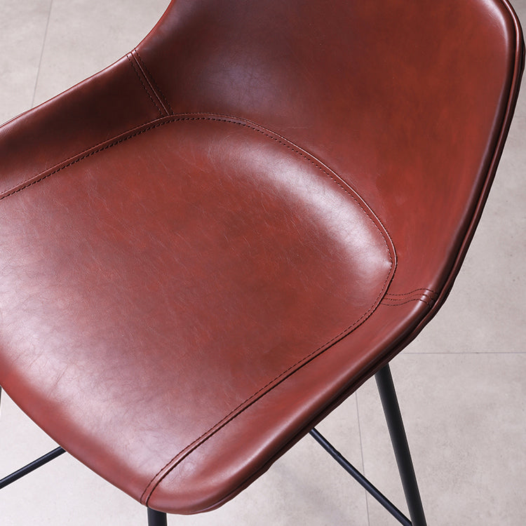 Industrial Leather Distressed Barstool Black Living Room Bar Stool with Bucket Seat Clearhalo 'Bar Furniture' 'Bar Stools' 'bar_stools' 'furniture_bar_stools' 'Kitchen & Dining Furniture' 'kitchen&dining_furn' 'kitchen' 'kitchen_furn' Furniture' 4183157