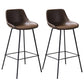 Industrial Leather Distressed Barstool Black Living Room Bar Stool with Bucket Seat Khaki Set of 2 Clearhalo 'Bar Furniture' 'Bar Stools' 'bar_stools' 'furniture_bar_stools' 'Kitchen & Dining Furniture' 'kitchen&dining_furn' 'kitchen' 'kitchen_furn' Furniture' 4183158