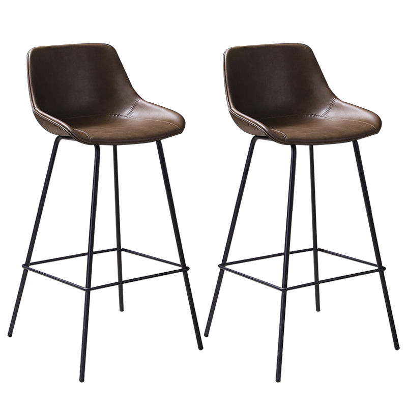 Industrial Leather Distressed Barstool Black Living Room Bar Stool with Bucket Seat Khaki Set of 2 Clearhalo 'Bar Furniture' 'Bar Stools' 'bar_stools' 'furniture_bar_stools' 'Kitchen & Dining Furniture' 'kitchen&dining_furn' 'kitchen' 'kitchen_furn' Furniture' 4183158