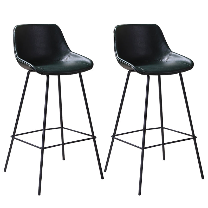 Industrial Leather Distressed Barstool Black Living Room Bar Stool with Bucket Seat Green Set of 2 Clearhalo 'Bar Furniture' 'Bar Stools' 'bar_stools' 'furniture_bar_stools' 'Kitchen & Dining Furniture' 'kitchen&dining_furn' 'kitchen' 'kitchen_furn' Furniture' 4183163