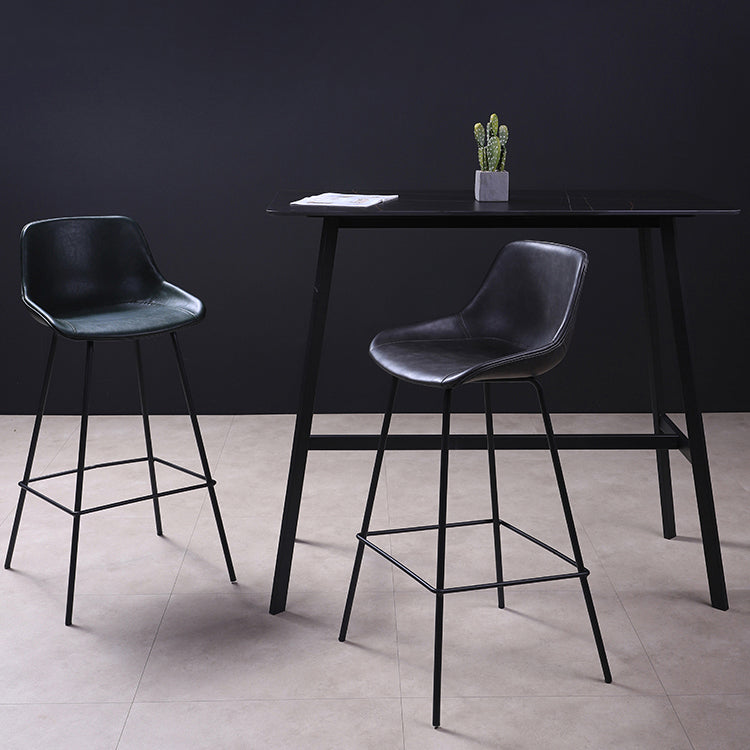 Industrial Leather Distressed Barstool Black Living Room Bar Stool with Bucket Seat Clearhalo 'Bar Furniture' 'Bar Stools' 'bar_stools' 'furniture_bar_stools' 'Kitchen & Dining Furniture' 'kitchen&dining_furn' 'kitchen' 'kitchen_furn' Furniture' 4183164
