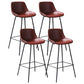 Industrial Leather Distressed Barstool Black Living Room Bar Stool with Bucket Seat Red Set of 4 Clearhalo 'Bar Furniture' 'Bar Stools' 'bar_stools' 'furniture_bar_stools' 'Kitchen & Dining Furniture' 'kitchen&dining_furn' 'kitchen' 'kitchen_furn' Furniture' 4183165
