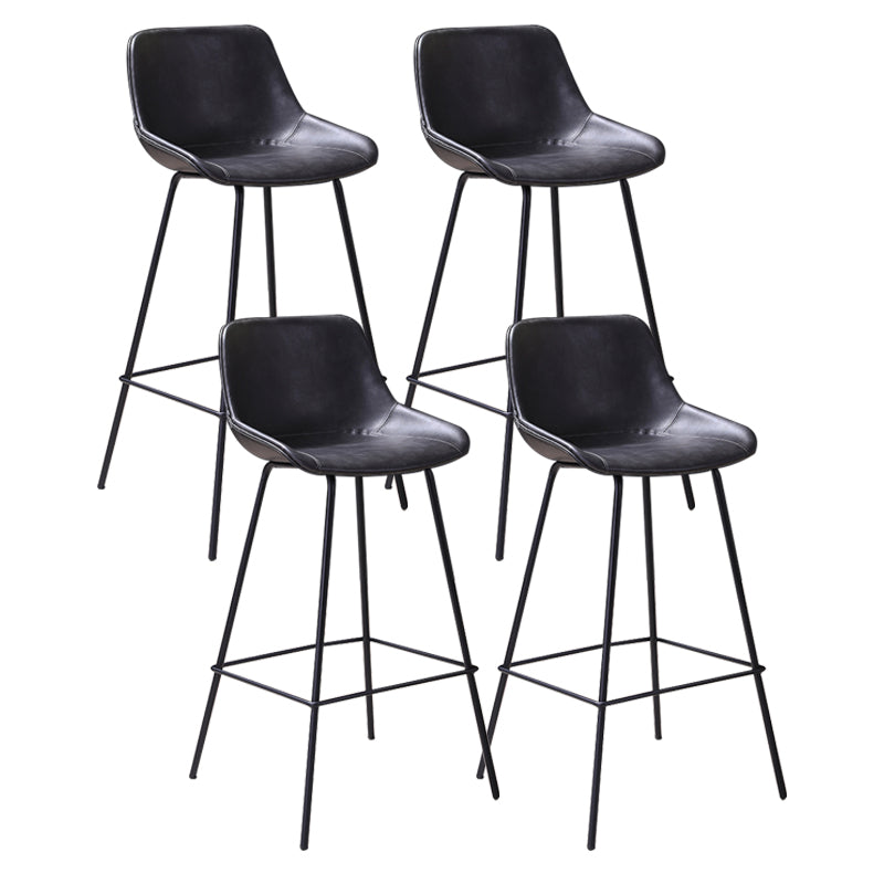 Industrial Leather Distressed Barstool Black Living Room Bar Stool with Bucket Seat Black Set of 4 Clearhalo 'Bar Furniture' 'Bar Stools' 'bar_stools' 'furniture_bar_stools' 'Kitchen & Dining Furniture' 'kitchen&dining_furn' 'kitchen' 'kitchen_furn' Furniture' 4183166
