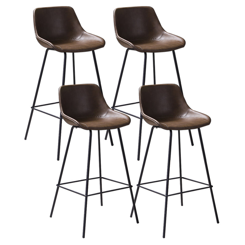 Industrial Leather Distressed Barstool Black Living Room Bar Stool with Bucket Seat Khaki Set of 4 Clearhalo 'Bar Furniture' 'Bar Stools' 'bar_stools' 'furniture_bar_stools' 'Kitchen & Dining Furniture' 'kitchen&dining_furn' 'kitchen' 'kitchen_furn' Furniture' 4183168