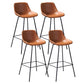 Industrial Leather Distressed Barstool Black Living Room Bar Stool with Bucket Seat Brown Set of 4 Clearhalo 'Bar Furniture' 'Bar Stools' 'bar_stools' 'furniture_bar_stools' 'Kitchen & Dining Furniture' 'kitchen&dining_furn' 'kitchen' 'kitchen_furn' Furniture' 4183169