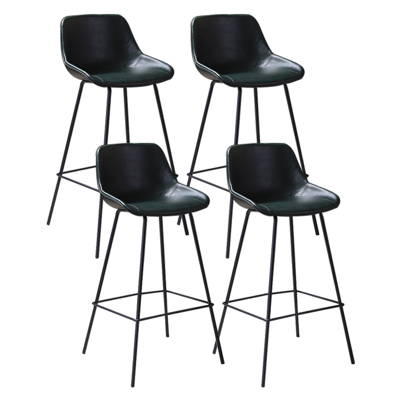 Industrial Leather Distressed Barstool Black Living Room Bar Stool with Bucket Seat Green Set of 4 Clearhalo 'Bar Furniture' 'Bar Stools' 'bar_stools' 'furniture_bar_stools' 'Kitchen & Dining Furniture' 'kitchen&dining_furn' 'kitchen' 'kitchen_furn' Furniture' 4183170