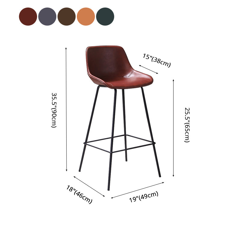Industrial Leather Distressed Barstool Black Living Room Bar Stool with Bucket Seat Clearhalo 'Bar Furniture' 'Bar Stools' 'bar_stools' 'furniture_bar_stools' 'Kitchen & Dining Furniture' 'kitchen&dining_furn' 'kitchen' 'kitchen_furn' Furniture' 4183171