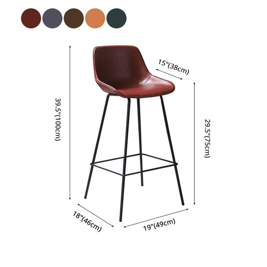 Industrial Leather Distressed Barstool Black Living Room Bar Stool with Bucket Seat Clearhalo 'Bar Furniture' 'Bar Stools' 'bar_stools' 'furniture_bar_stools' 'Kitchen & Dining Furniture' 'kitchen&dining_furn' 'kitchen' 'kitchen_furn' Furniture' 4183172