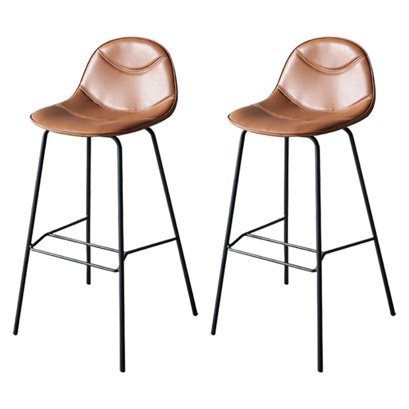 Industrial Black Counter Stools Iron Upholstered Bar Stools Bristol with Bucket Seat Brown Set of 2 Clearhalo 'Bar Furniture' 'Bar Stools' 'bar_stools' 'furniture_bar_stools' 'Kitchen & Dining Furniture' 'kitchen&dining_furn' 'kitchen' 'kitchen_furn' Furniture' 4183191