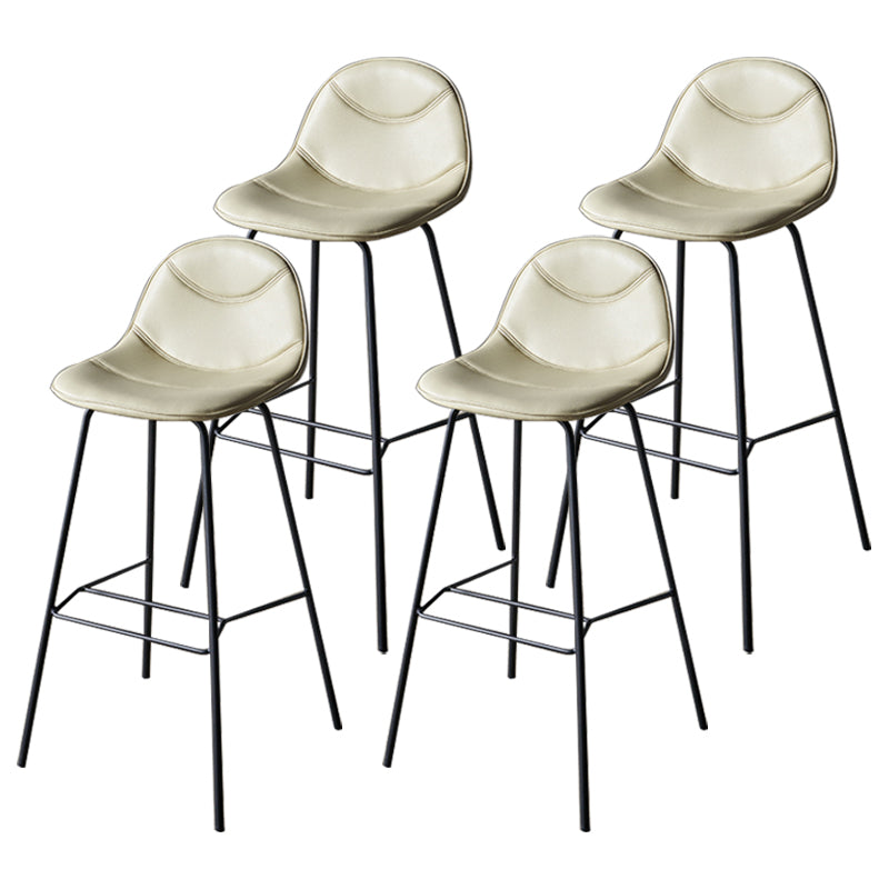 Industrial Black Counter Stools Iron Upholstered Bar Stools Bristol with Bucket Seat Off-White Set of 4 Clearhalo 'Bar Furniture' 'Bar Stools' 'bar_stools' 'furniture_bar_stools' 'Kitchen & Dining Furniture' 'kitchen&dining_furn' 'kitchen' 'kitchen_furn' Furniture' 4183200
