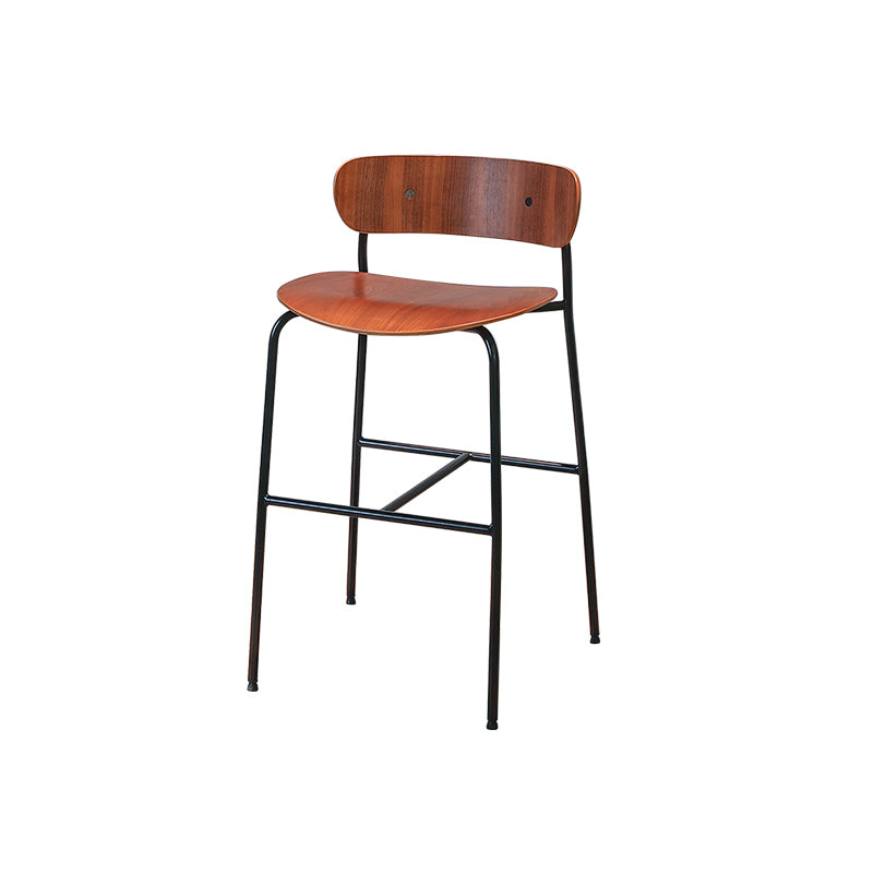 Industrial Black Counter Stool Iron Wooden Bar Bristol Stool with Low Back 1 Piece Walnut Clearhalo 'Bar Furniture' 'Bar Stools' 'bar_stools' 'furniture_bar_stools' 'Kitchen & Dining Furniture' 'kitchen&dining_furn' 'kitchen' 'kitchen_furn' Furniture' 4183211