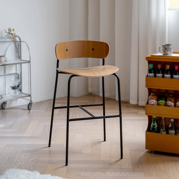 Industrial Black Counter Stool Iron Wooden Bar Bristol Stool with Low Back 1 Piece Clearhalo 'Bar Furniture' 'Bar Stools' 'bar_stools' 'furniture_bar_stools' 'Kitchen & Dining Furniture' 'kitchen&dining_furn' 'kitchen' 'kitchen_furn' Furniture' 4183216