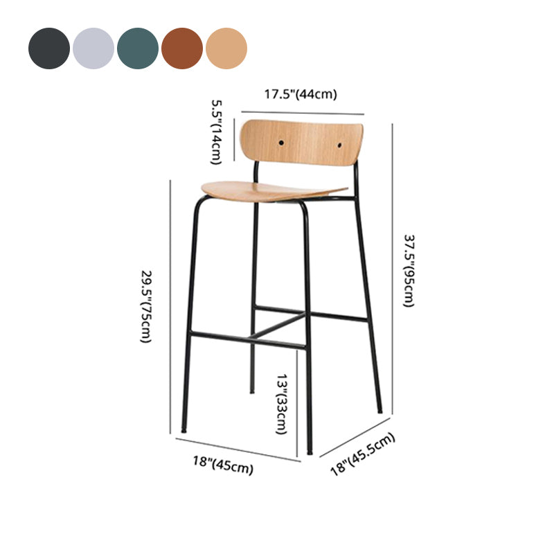 Industrial Black Counter Stool Iron Wooden Bar Bristol Stool with Low Back 1 Piece Clearhalo 'Bar Furniture' 'Bar Stools' 'bar_stools' 'furniture_bar_stools' 'Kitchen & Dining Furniture' 'kitchen&dining_furn' 'kitchen' 'kitchen_furn' Furniture' 4183218