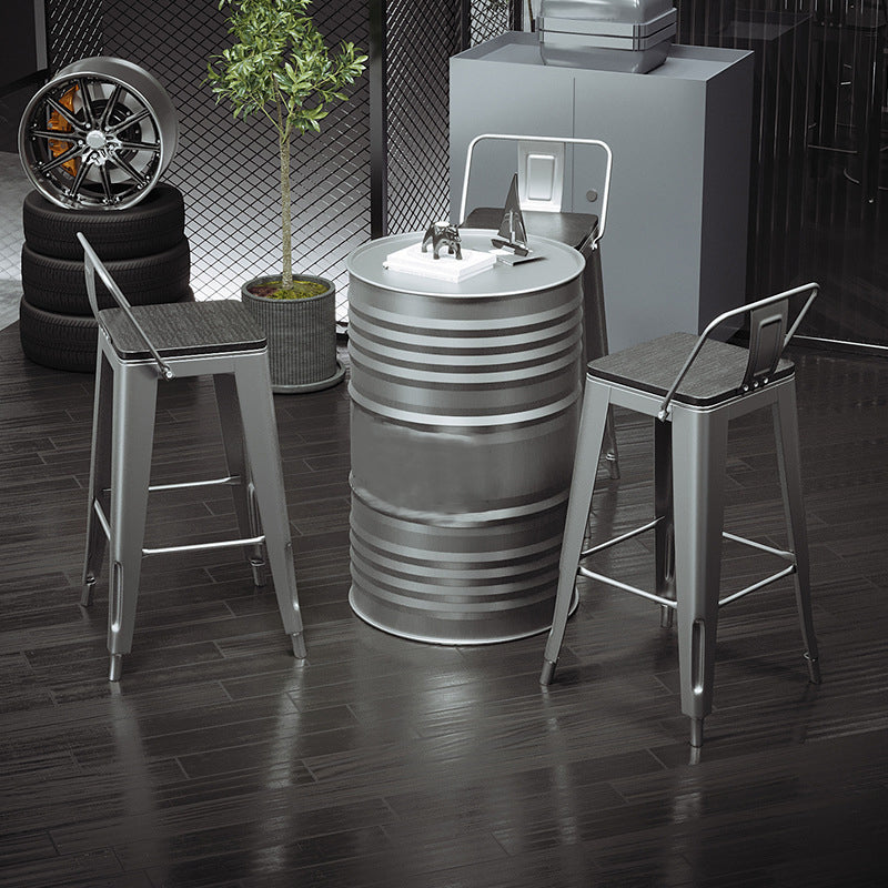 Industrial Silver Counter Stools Iron Wooden Bar Bristol Stools with Low Back Clearhalo 'Bar Furniture' 'Bar Stools' 'bar_stools' 'furniture_bar_stools' 'Kitchen & Dining Furniture' 'kitchen&dining_furn' 'kitchen' 'kitchen_furn' Furniture' 4183219