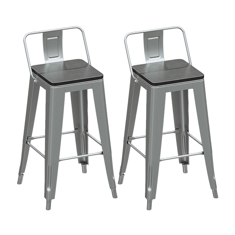 Industrial Silver Counter Stools Iron Wooden Bar Bristol Stools with Low Back Set of 2 Clearhalo 'Bar Furniture' 'Bar Stools' 'bar_stools' 'furniture_bar_stools' 'Kitchen & Dining Furniture' 'kitchen&dining_furn' 'kitchen' 'kitchen_furn' Furniture' 4183220