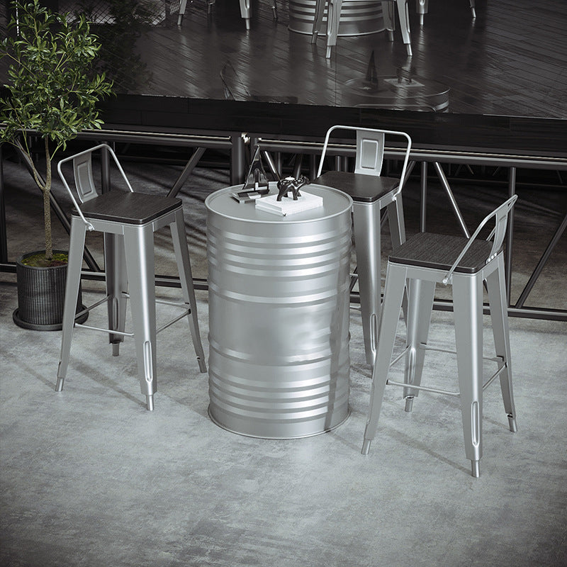 Industrial Silver Counter Stools Iron Wooden Bar Bristol Stools with Low Back Clearhalo 'Bar Furniture' 'Bar Stools' 'bar_stools' 'furniture_bar_stools' 'Kitchen & Dining Furniture' 'kitchen&dining_furn' 'kitchen' 'kitchen_furn' Furniture' 4183222
