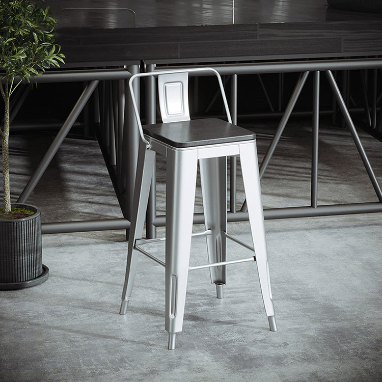 Industrial Silver Counter Stools Iron Wooden Bar Bristol Stools with Low Back Clearhalo 'Bar Furniture' 'Bar Stools' 'bar_stools' 'furniture_bar_stools' 'Kitchen & Dining Furniture' 'kitchen&dining_furn' 'kitchen' 'kitchen_furn' Furniture' 4183223
