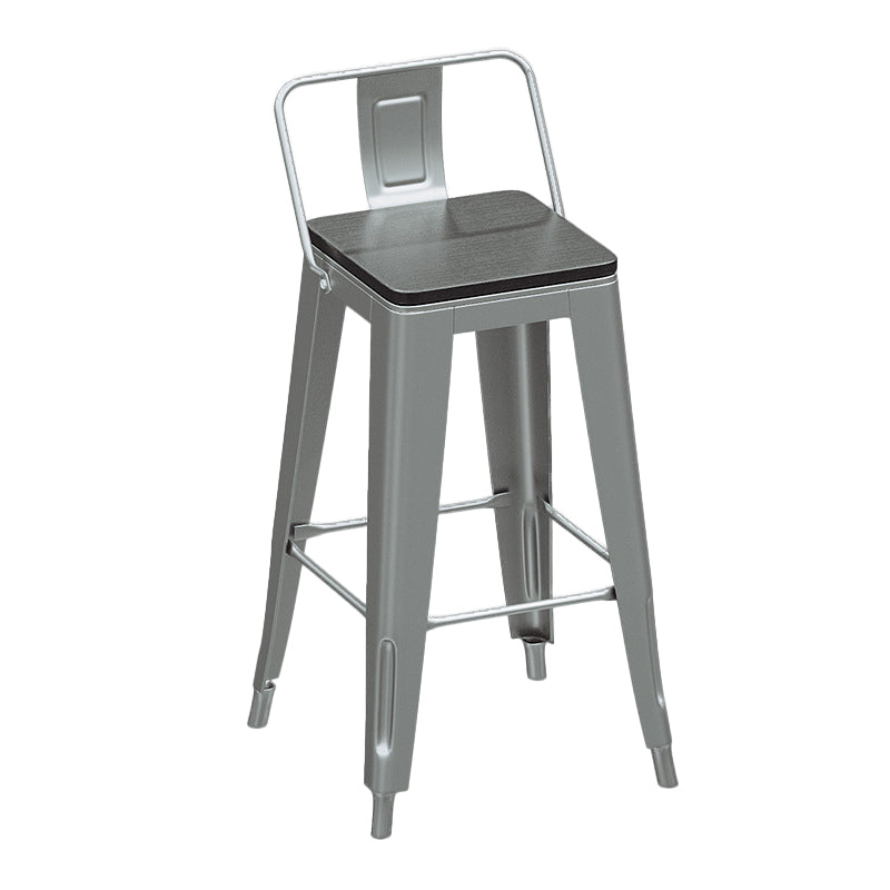 Industrial Silver Counter Stools Iron Wooden Bar Bristol Stools with Low Back 1 Piece Clearhalo 'Bar Furniture' 'Bar Stools' 'bar_stools' 'furniture_bar_stools' 'Kitchen & Dining Furniture' 'kitchen&dining_furn' 'kitchen' 'kitchen_furn' Furniture' 4183225