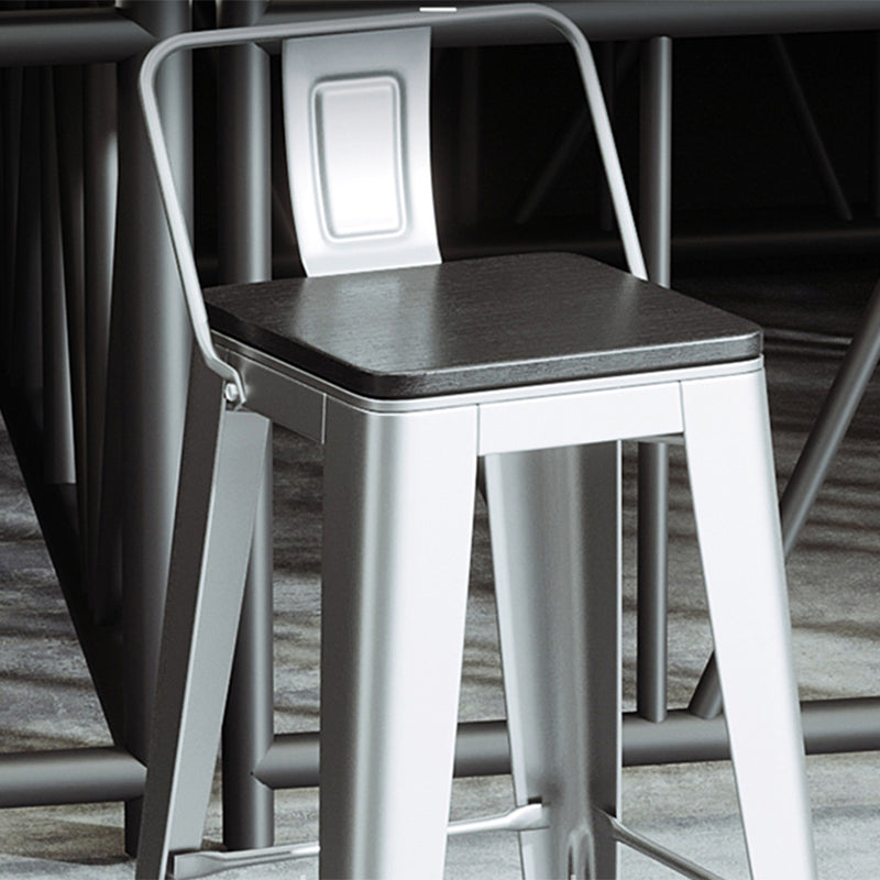 Industrial Silver Counter Stools Iron Wooden Bar Bristol Stools with Low Back Clearhalo 'Bar Furniture' 'Bar Stools' 'bar_stools' 'furniture_bar_stools' 'Kitchen & Dining Furniture' 'kitchen&dining_furn' 'kitchen' 'kitchen_furn' Furniture' 4183227