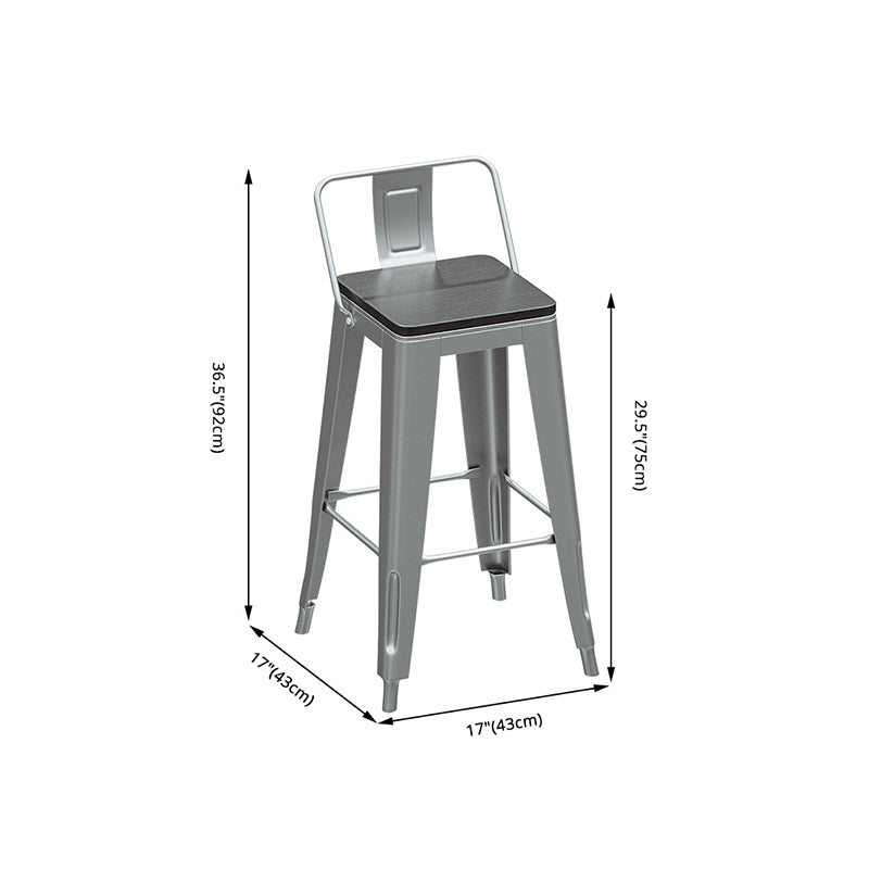 Industrial Silver Counter Stools Iron Wooden Bar Bristol Stools with Low Back Clearhalo 'Bar Furniture' 'Bar Stools' 'bar_stools' 'furniture_bar_stools' 'Kitchen & Dining Furniture' 'kitchen&dining_furn' 'kitchen' 'kitchen_furn' Furniture' 4183229