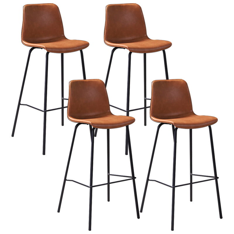 Industrial Black Metal Counter Stools Low Back Indoor Bar Stool with Bucket Seat Brown Set of 4 Clearhalo 'Bar Furniture' 'Bar Stools' 'bar_stools' 'furniture_bar_stools' 'Kitchen & Dining Furniture' 'kitchen&dining_furn' 'kitchen' 'kitchen_furn' Furniture' 4183249
